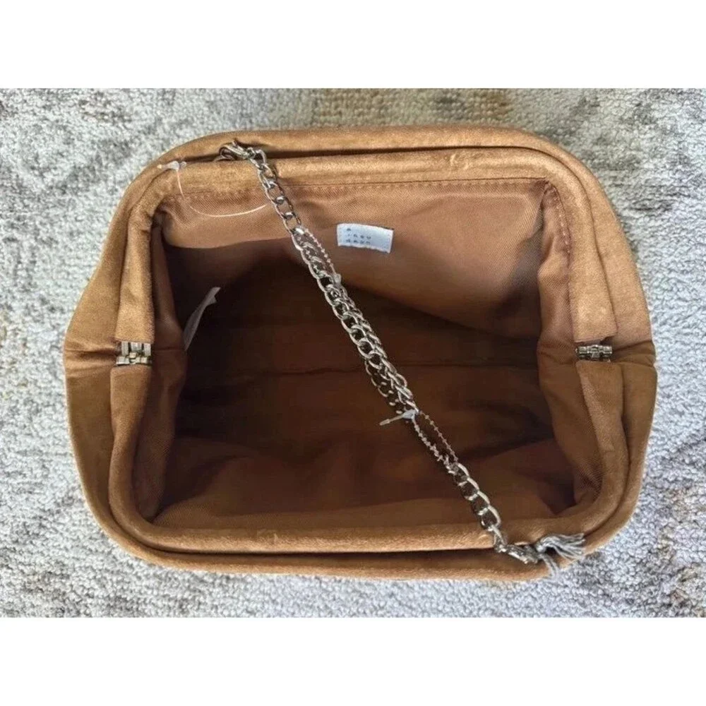 A New Day Studded Oversized Clutch in brown